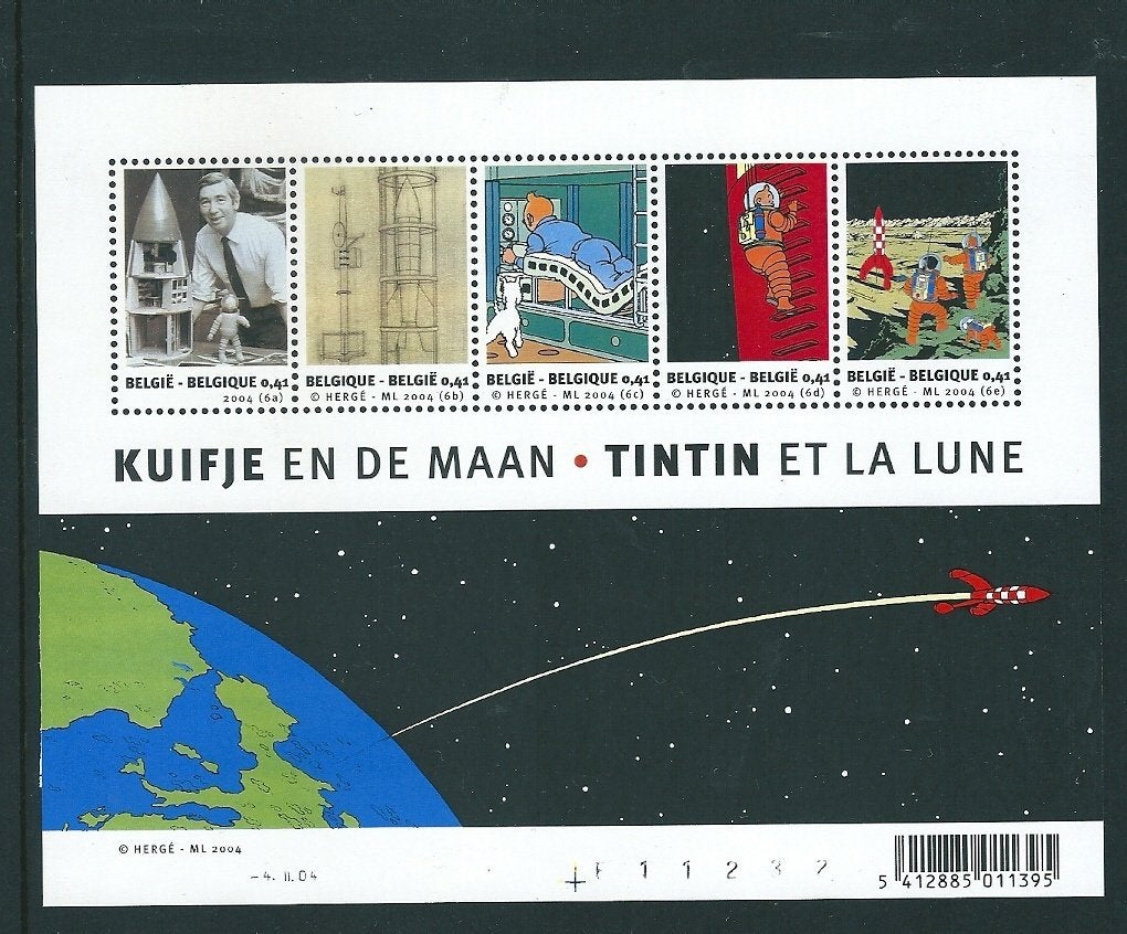 Belgie, Velletje Kuifje en de maan no Mi 93, postfris, Postzegels en Munten, Ophalen of Verzenden, Postfris