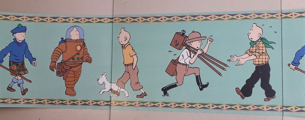 Vintage behangrand Kuifje / Tintin, Ophalen of Verzenden, Gebruikt