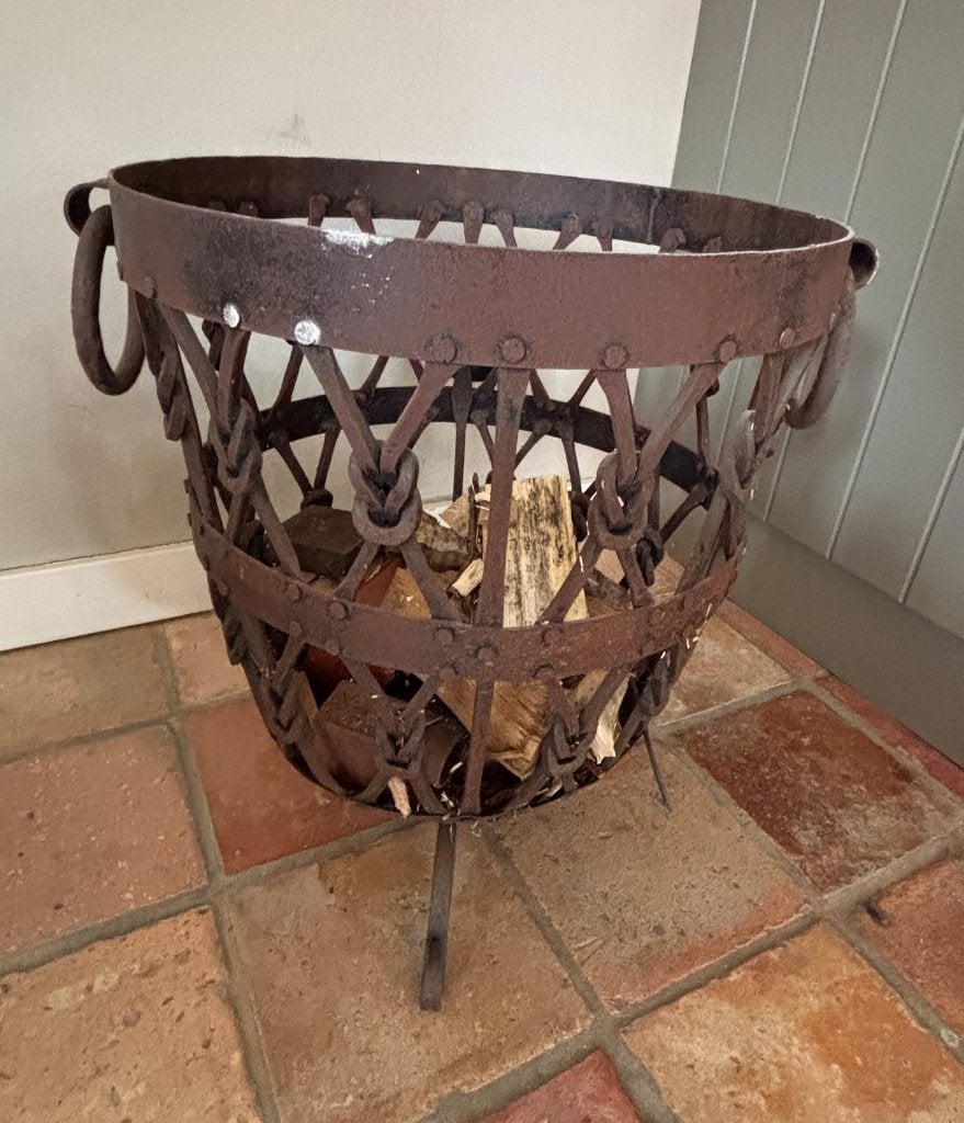 Massieve ijzeren houtmand (46 cm doorsnede / 50 cm hoog), Ophalen, Gebruikt, Overige typen, Rond