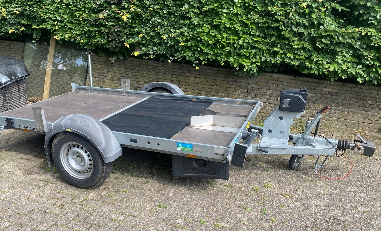 Humbaur aanhanger met lier en oprijplaten, Auto diversen, Aanhangers en Bagagewagens, Ophalen, Gebruikt