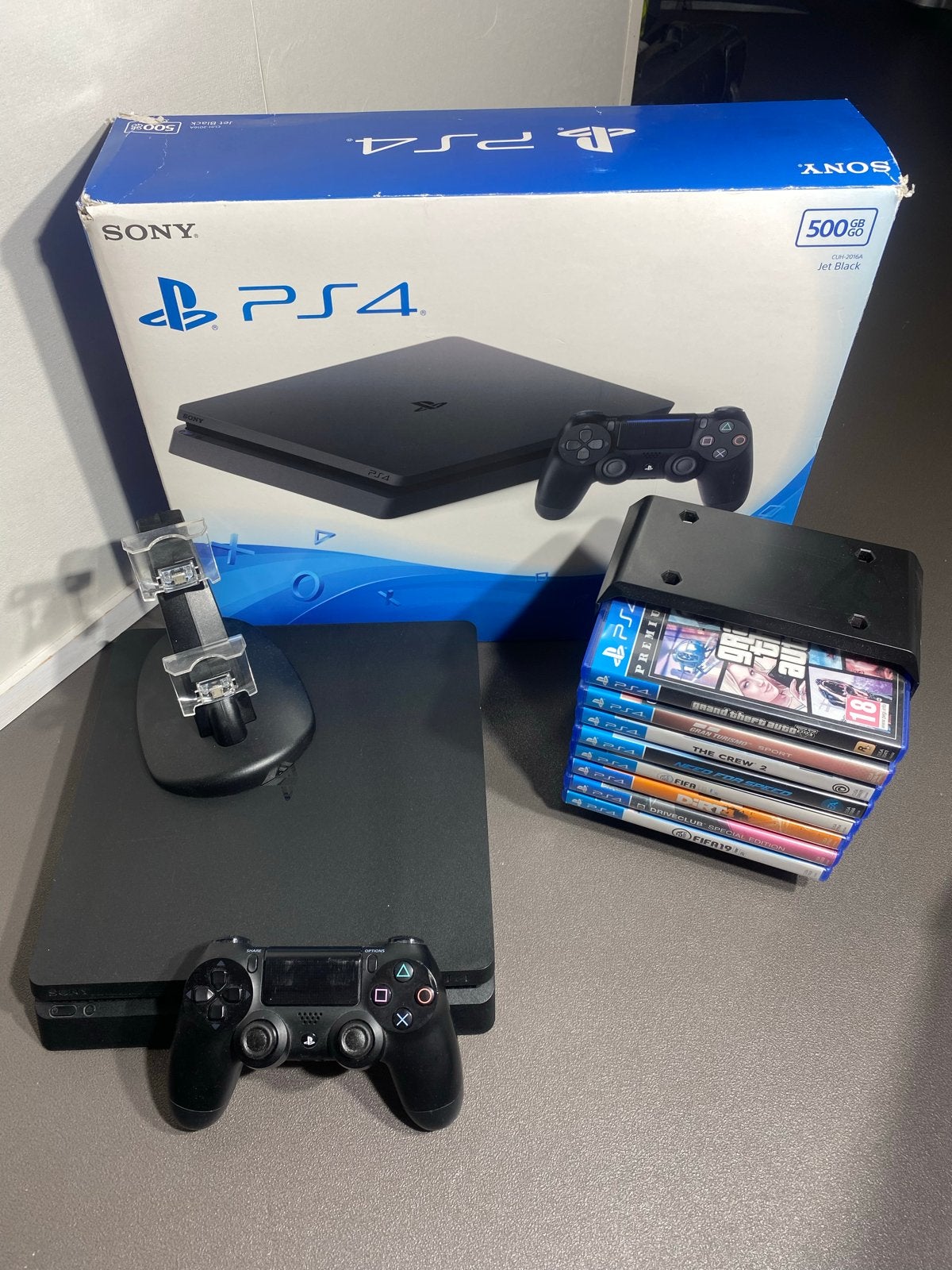PS4 Slim 500GB met 1 controller, VR-headset en 8 games, Spelcomputers en Games, Ophalen, Met 1 controller, Slim, 500 GB