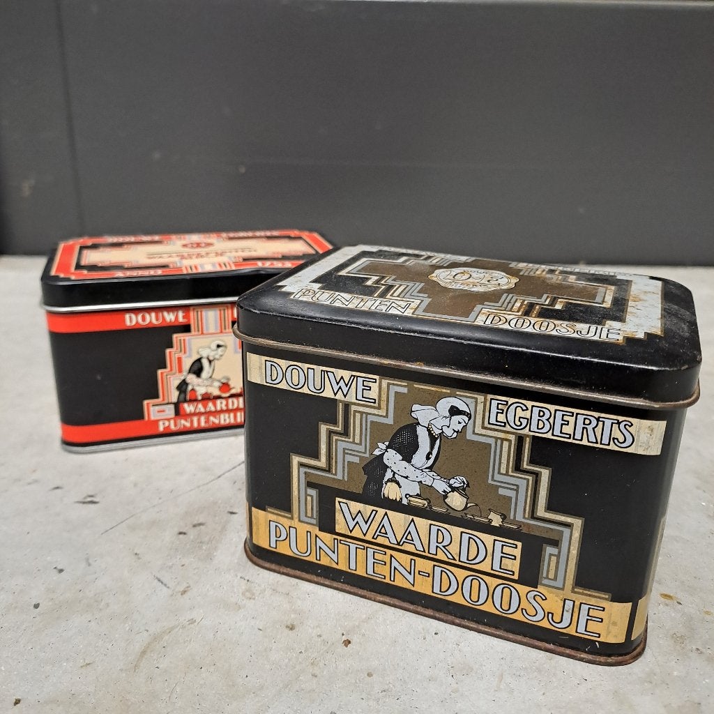 blik punten doosje Douwe Egberts 2 stuks, Ophalen of Verzenden, Gebruikt, Overige, Douwe Egberts