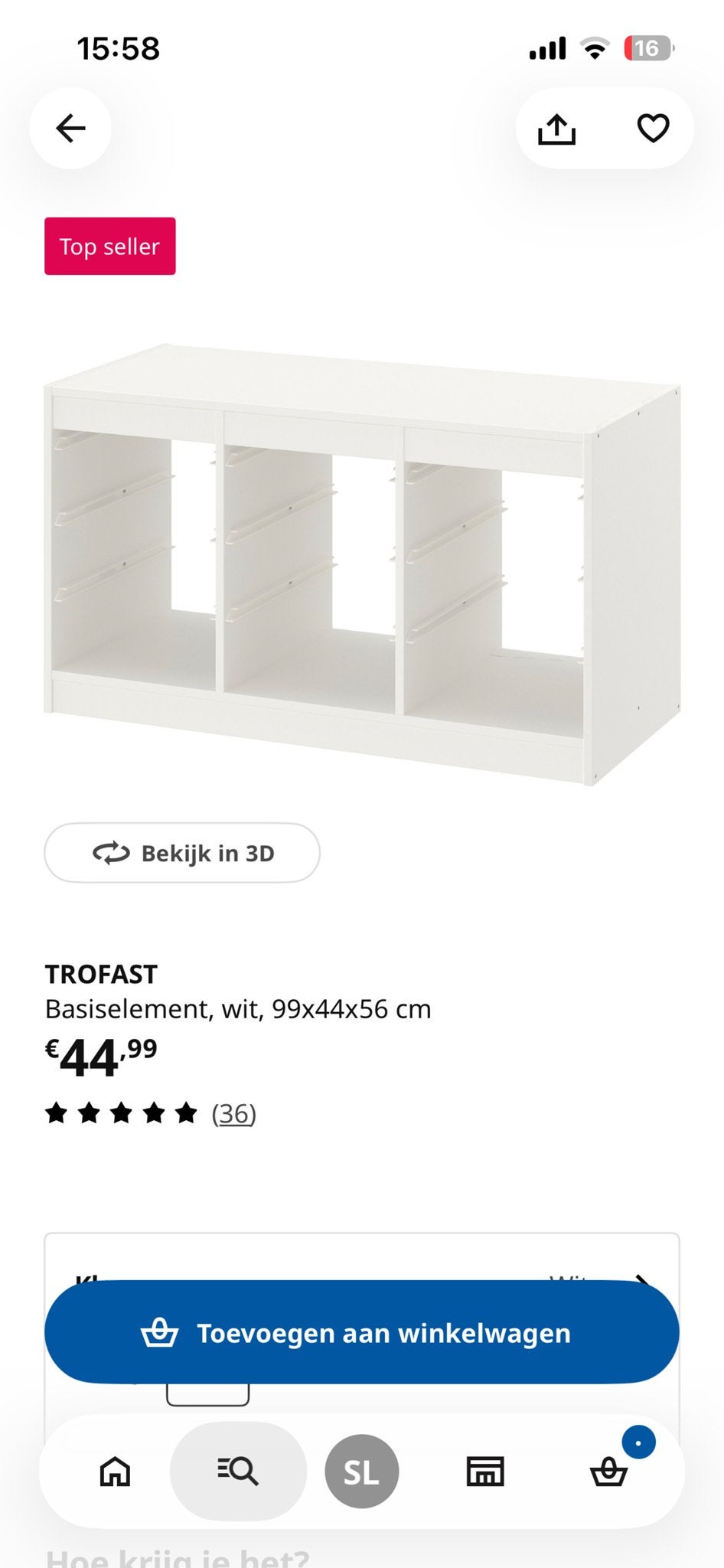 Nieuwe IKEA Trofast kast wit, zonder bakken, Ophalen, Nieuw