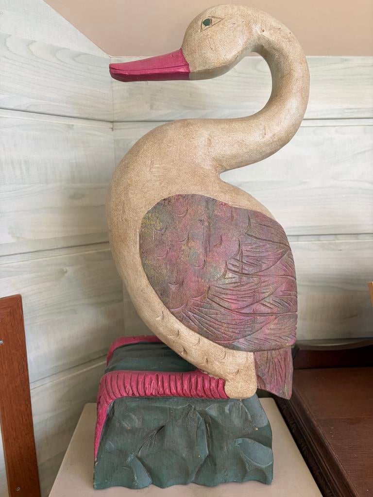 Decoratieve houten eend - Uniek handgesneden beeld, Ophalen, Hout, Gebruikt, Meerkleurig