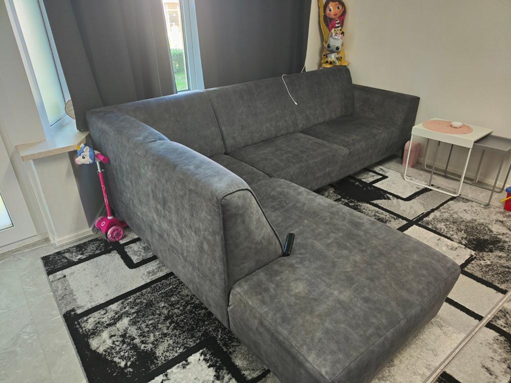 Hoekbank Moana - Donkergrijs - Velvet - Links, Huis en Inrichting, Banken | Bankstellen, Ophalen, Overige materialen, 250 tot 300 cm