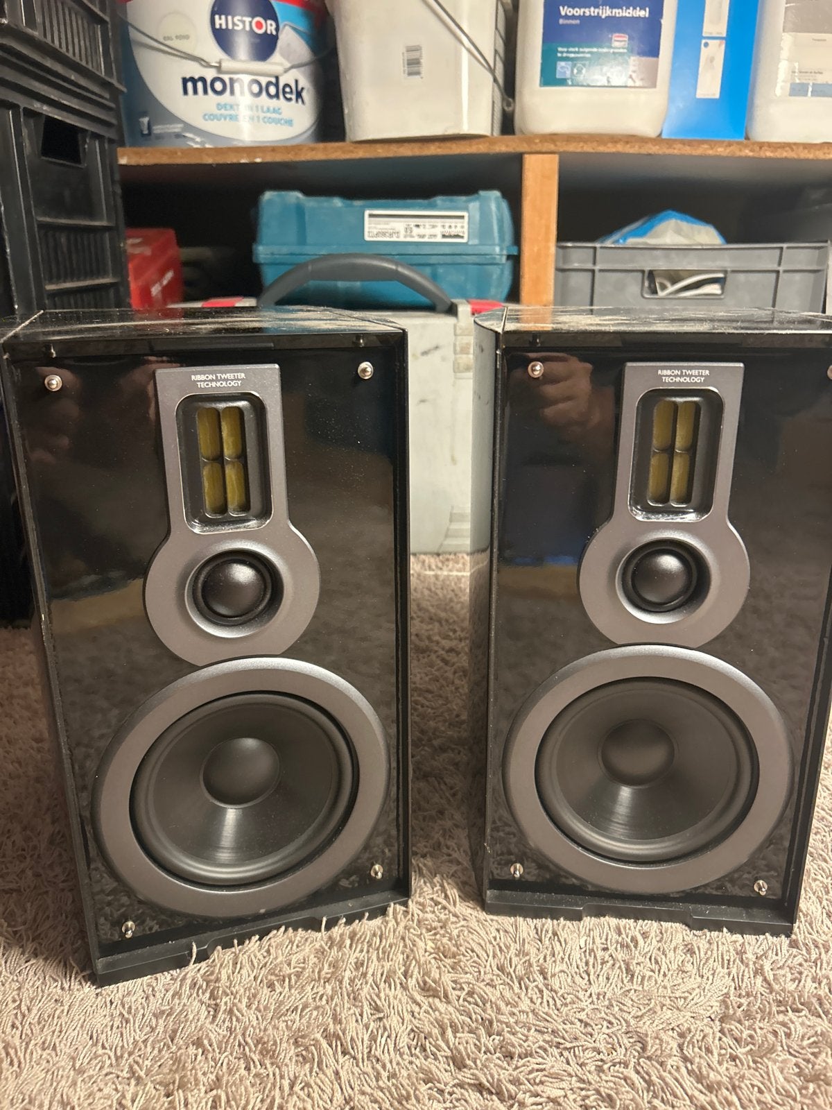 Philips MCD 909 Speakerset hoogglans zwart 30x15, Philips, Gebruikt, Verzenden, Speakerset