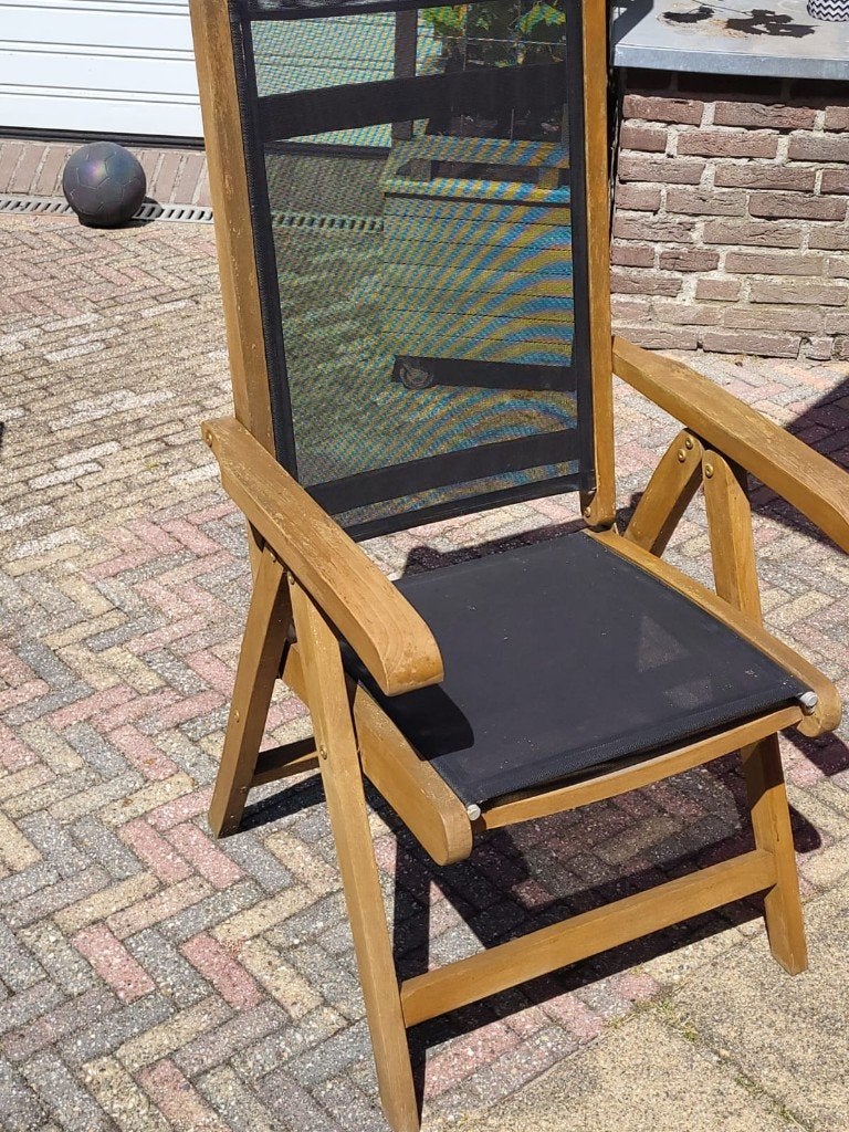 Teak houten verstelbare tuinstoelen, Tuin en Terras, Ophalen, Gebruikt, Teakhout, Inklapbaar