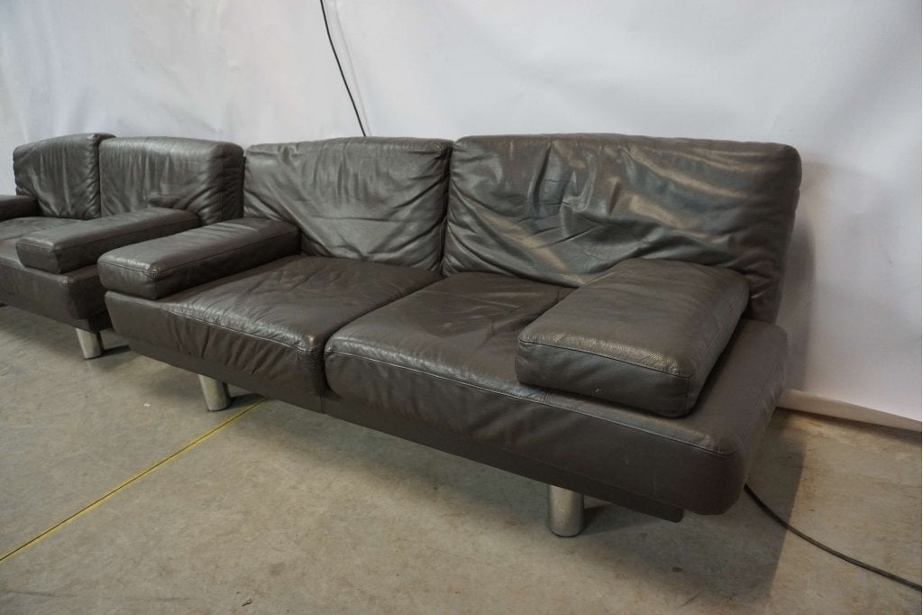 2x Leren bank bankstel Donkerbruin | elk 185 cm breed, Niet ingevuld, Gebruikt, Minder dan 75 cm, 150 tot 200 cm