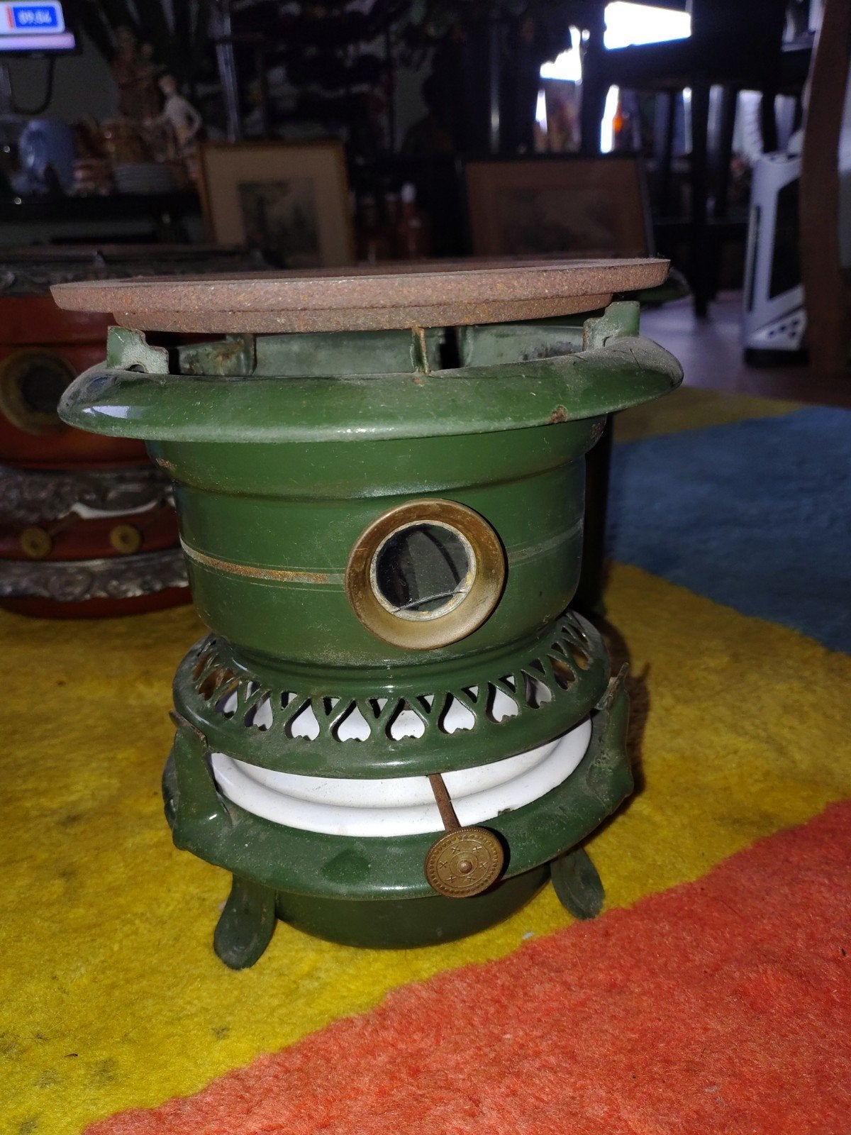 Antiek Original Haller Petroleumstel - Groen/Wit, Ophalen of Verzenden