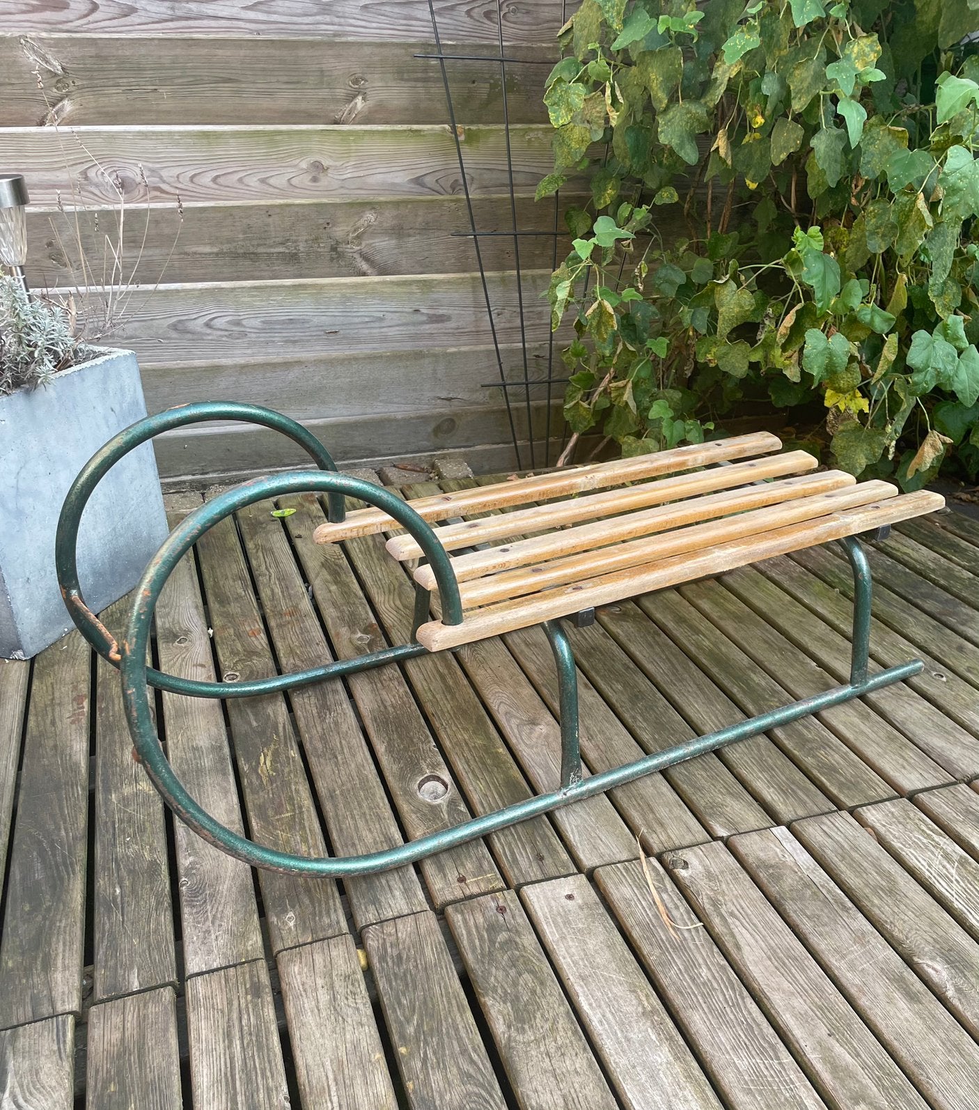 Vintage slee, Ophalen, Rugleuning, Gebruikt