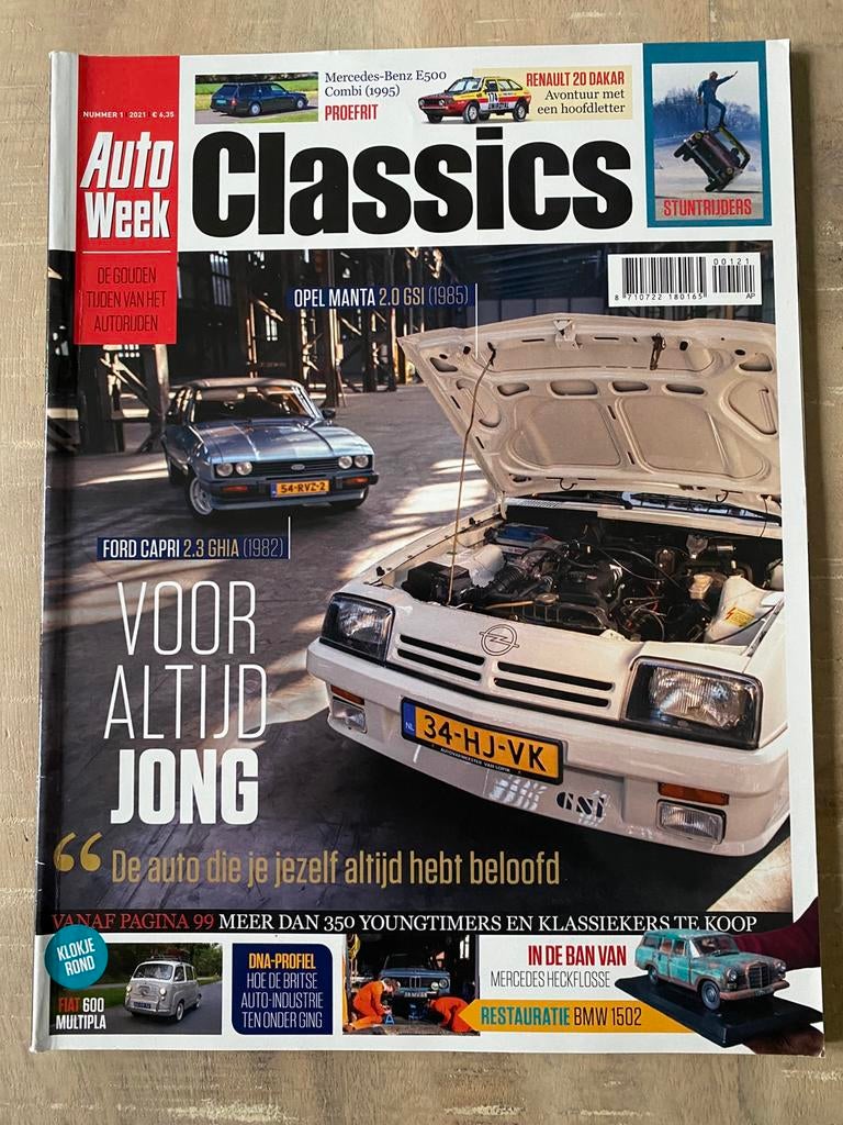 AutoWeek Classics 1 2021 Opel Manta 2.0 GSI & Ford Capri, Ophalen of Verzenden, Zo goed als nieuw, Algemeen