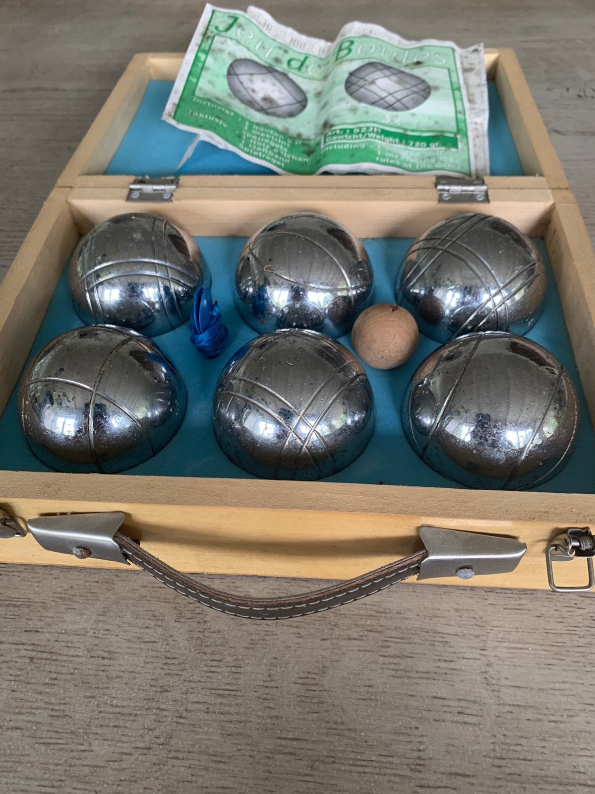 Jeu de boules ballen set metaal 720 gram compleet, Ophalen, Gebruikt