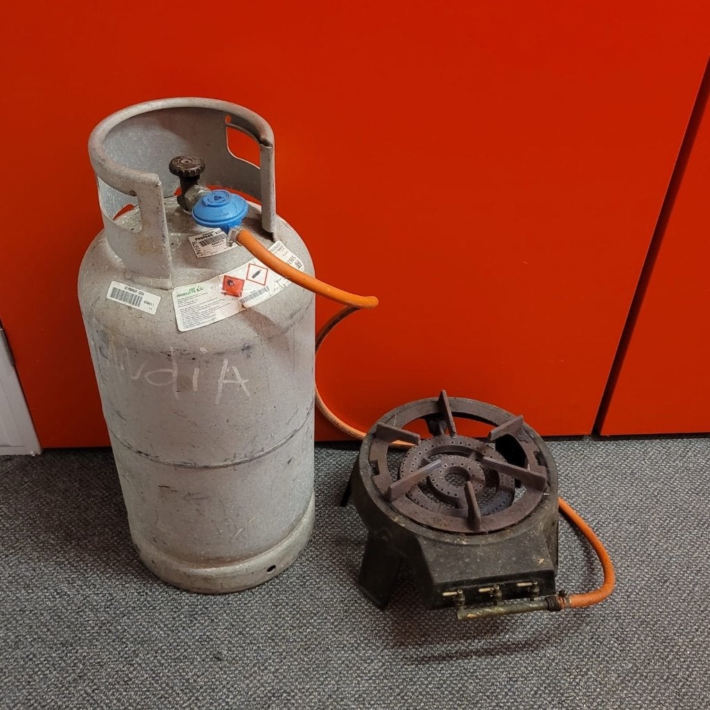 Gasbrander met lege gasfles, Ophalen of Verzenden, Gebruikt