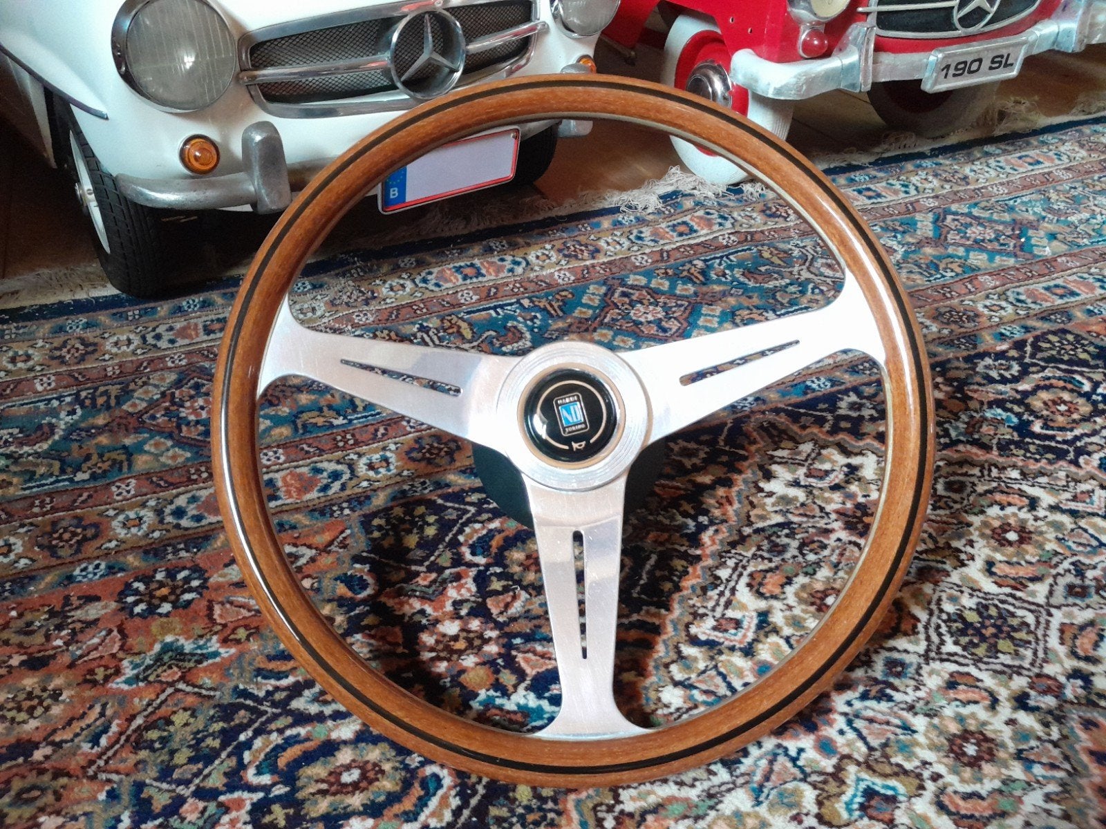 Nardi stuurwiel 38 cm mahoniehout met Mercedes naaf, Ophalen, Gebruikt, Ferrari