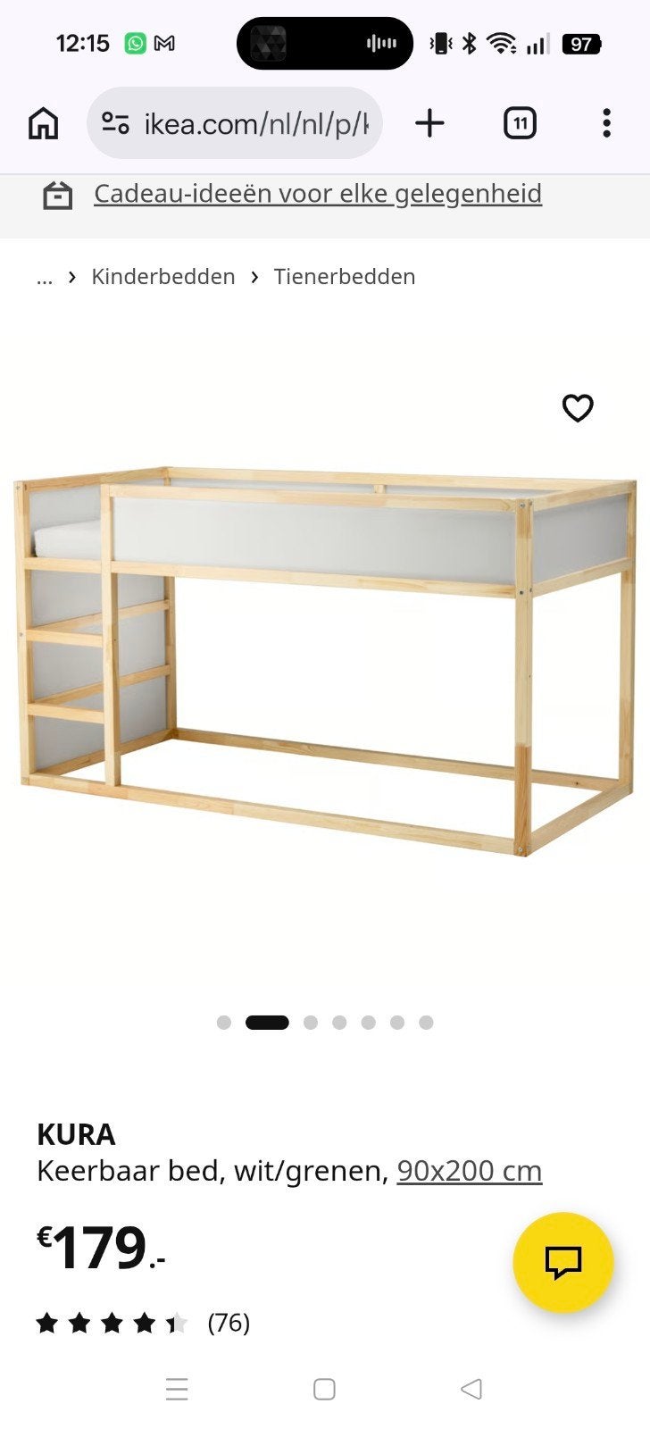 IKEA KURA omkeerbaar bed, 90x200 cm, goede staat, Kinderen en Baby's, Kinderkamer | Bedden, Ophalen, 85 tot 100 cm, Gebruikt, Hoogslaper of Stapelbed