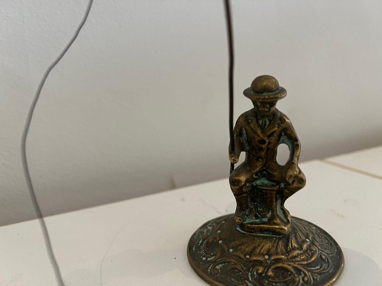 Vintage Koperen Visser Beeldje - 8 cm Hoog, Ophalen of Verzenden, Koper