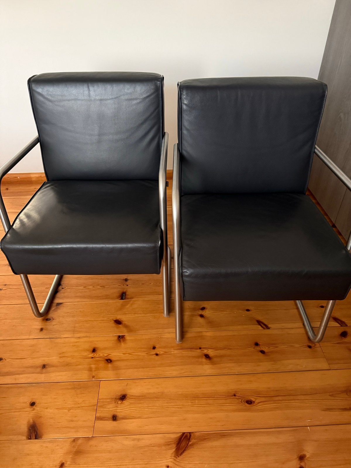 Jess Collection disign leren stoelen - donkerblauw, Ophalen, Twee, Blauw, Leer