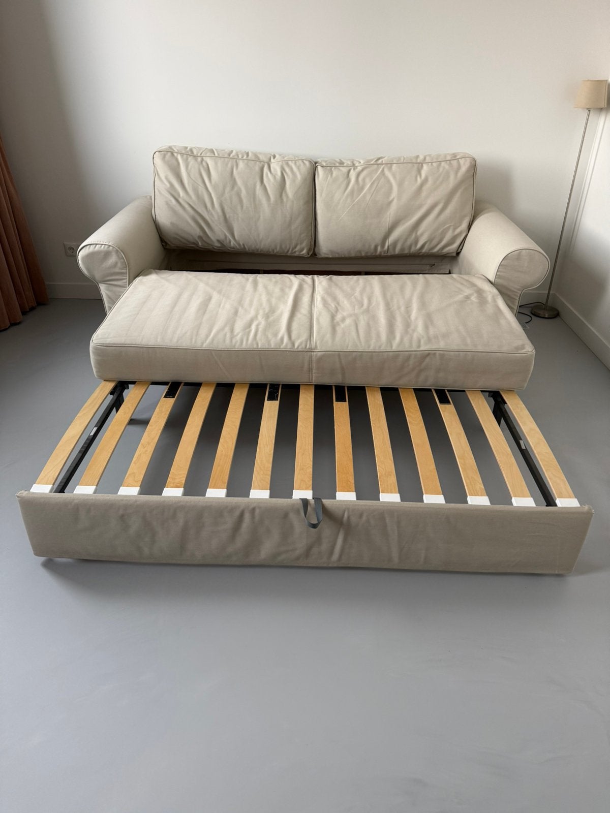 3-zits slaapbank Backabro Ikea, Huis en Inrichting, Slaapkamer | Slaapbanken, Ophalen, Beige, Tweepersoons, Zo goed als nieuw