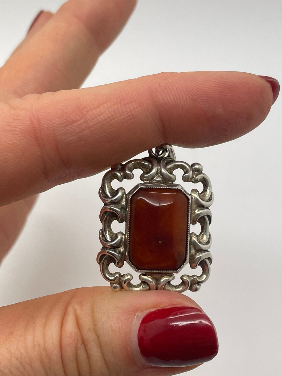 G491 Prachtige zilverem art deco hanger, Ophalen of Verzenden, Zilver, Hanger