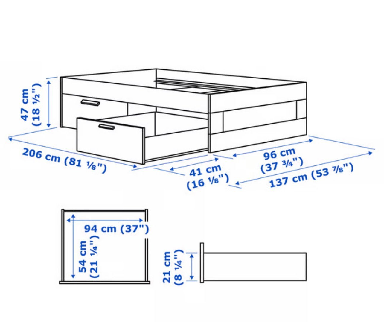 Ikea een persoon bed, Ophalen, Eenpersoons, Zo goed als nieuw, 90 cm