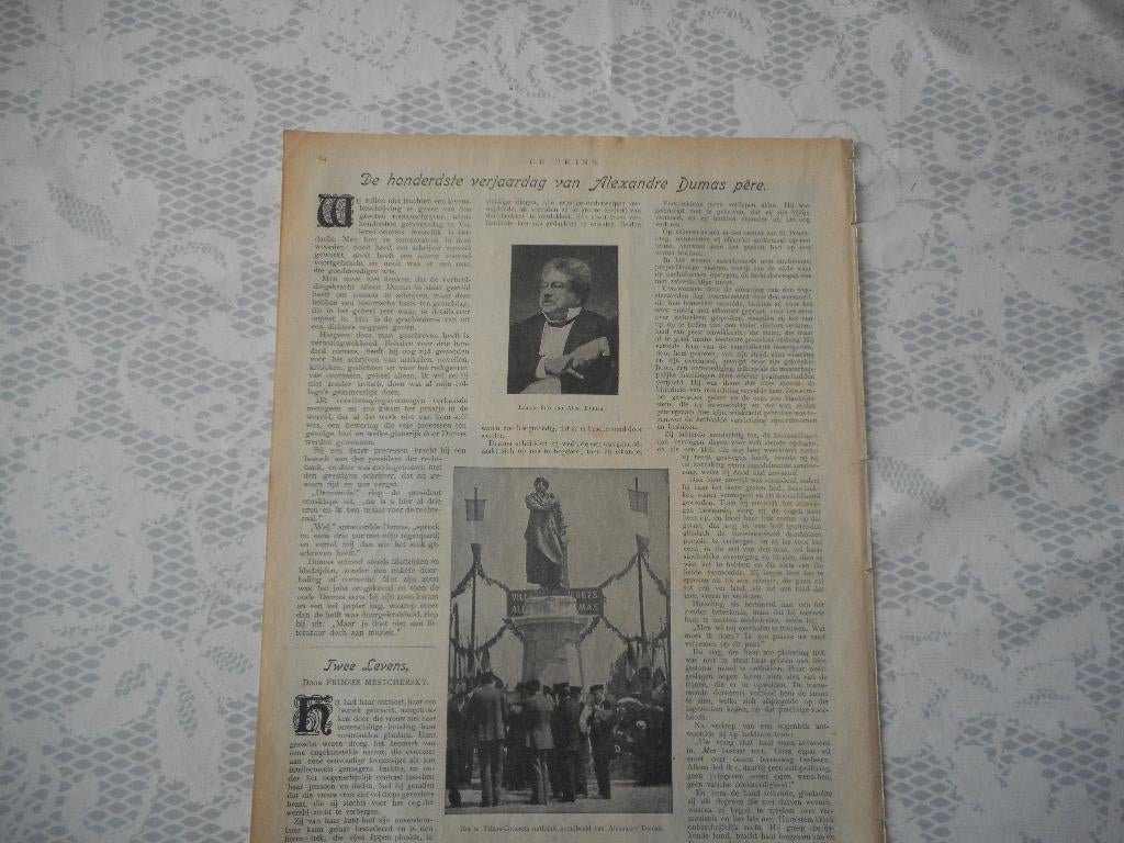 Alexandre Dumas. Schrijver. 100ste verjaardag. 1902., Ophalen of Verzenden, Voor 1920, Buitenland, Knipsel(s)
