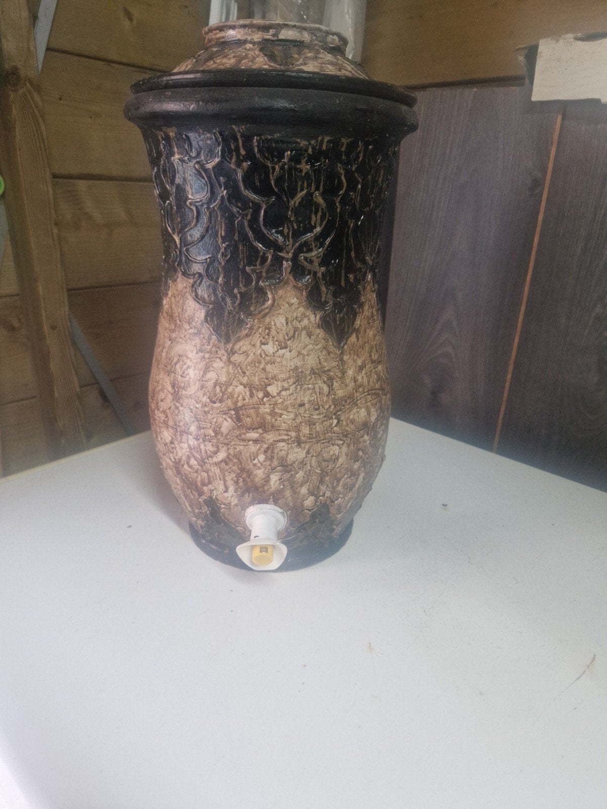 Aardewerk watertap met deksel en kraantje, Ophalen of Verzenden