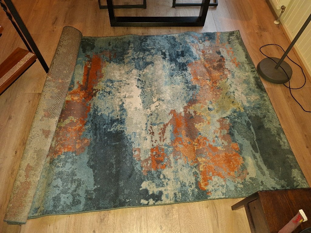 Ikea REERNÄS vloerkleed laagpolig veelkleurig 160x235 cm, 100 tot 150 cm, 200 cm of meer, Zo goed als nieuw, Geel