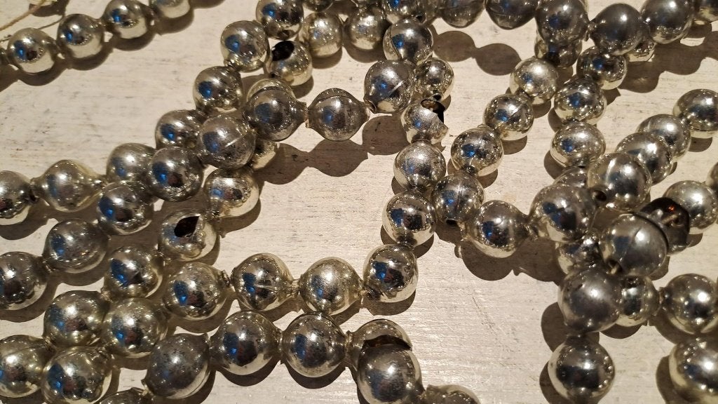 Antieke glazen kerstketting | slinger 130cm DIKKE kralen, Ophalen, Gebruikt