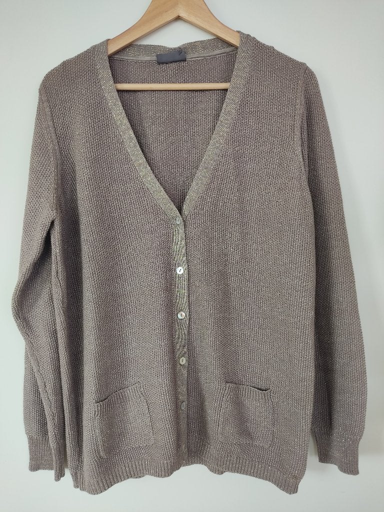 Taupe/Mauve vest XL met glinsterdraad, Bruin, Yessica, Maat 46/48 (XL) of groter, Nieuw