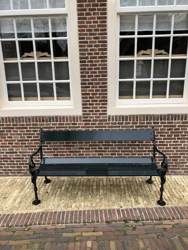 Vintage gietijzeren tuinbank monument delft leiden zeist, Ophalen of Verzenden, Zo goed als nieuw, Metaal