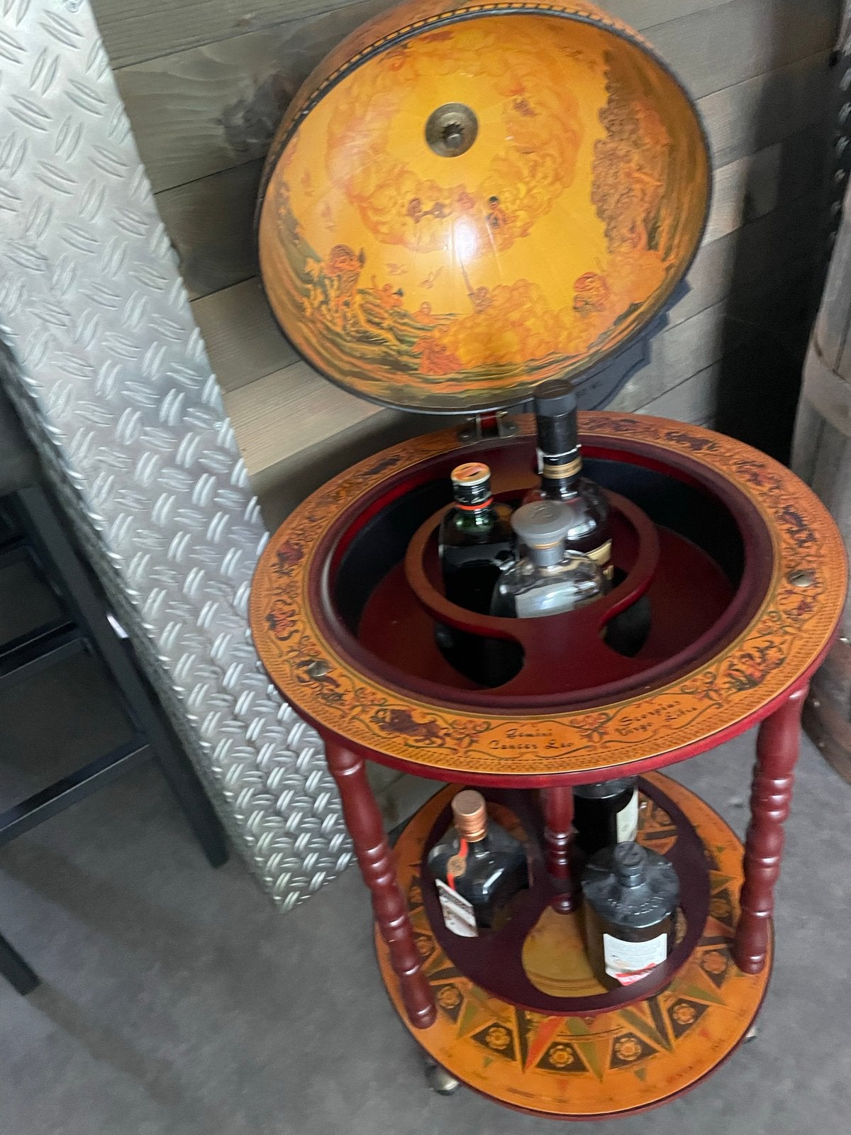 Wereldbol Drankkast, Gebruikt, Ophalen of Verzenden, Bruin, Vintage