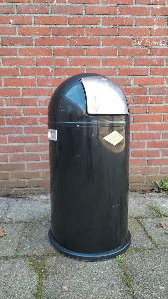 Wesco Pushboy vuilnisbak - Zwart met RVS klep, Gebruikt, 40 liter of meer, Ophalen of Verzenden, Metaal