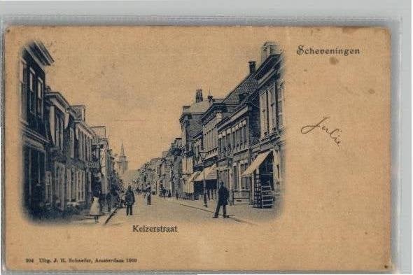 Scheveningen Keizerstraat in blauwdruk Schaefer 1900 nr 204, Verzenden, Voor 1920, Gelopen, Zuid-Holland