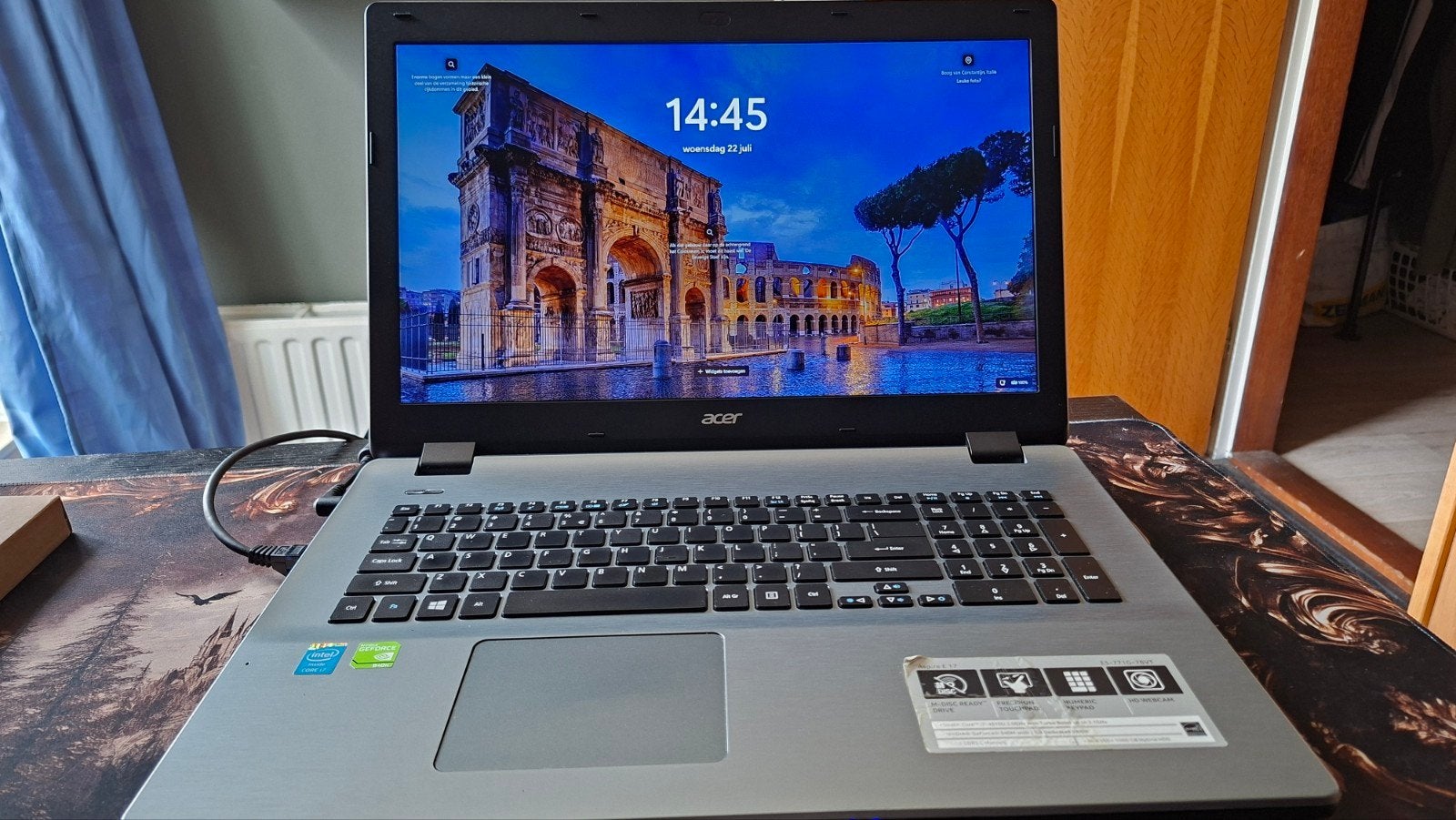 Acer Aspire E 17 Laptop - i7-4510U, 8GB RAM, Windows 11, Gebruikt, Met videokaart, 2 tot 3 Ghz, Qwerty