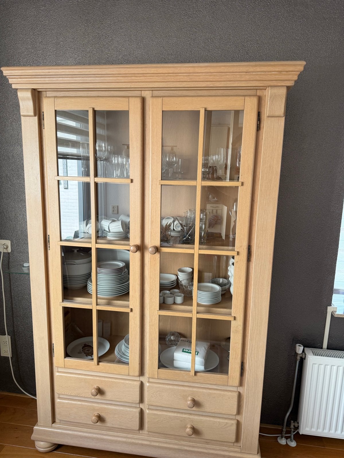 Witte eiken houten service kast, Huis en Inrichting, Kasten | Dressoirs, Ophalen, Gebruikt, 100 tot 150 cm, Eikenhout