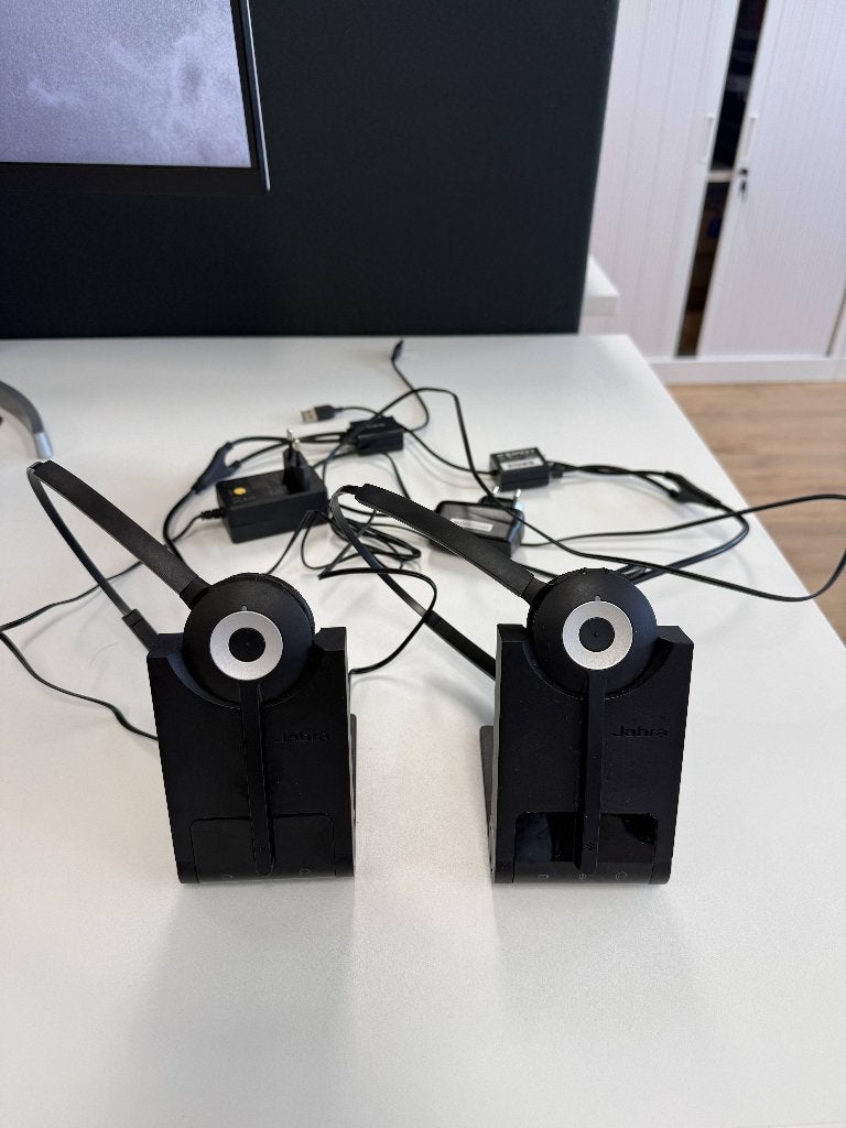 2 Jabra Pro 920 koptelefoons - Model: WHB003BS, Ophalen of Verzenden, Gebruikt, Overige merken