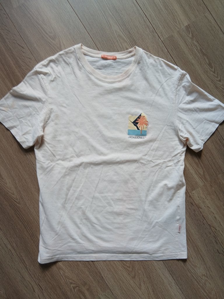 Jack & Jones T-shirt met palmboomprint, Kleding | Heren, T-shirts, Maat 52/54 (L), Verzenden, Beige, Nieuw