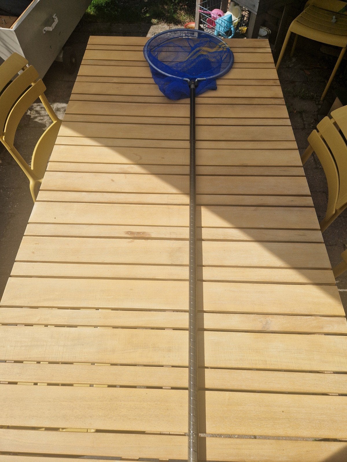 Visnet met steel - 150 cm lang, Watersport en Boten, Hengelsport | Algemeen, Ophalen, Gebruikt, Net of Fuik