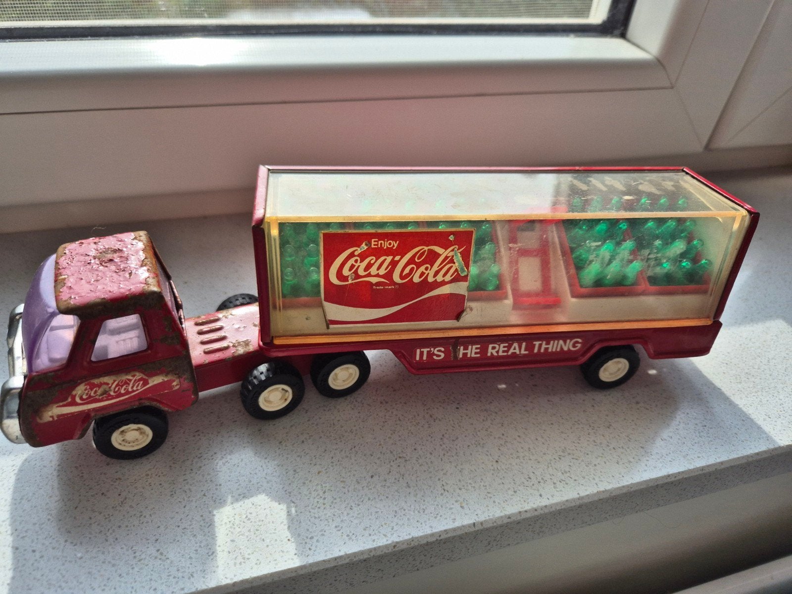 Vintage Coca-Cola vrachtwagen met flesjes, Ophalen of Verzenden, Gebruikt
