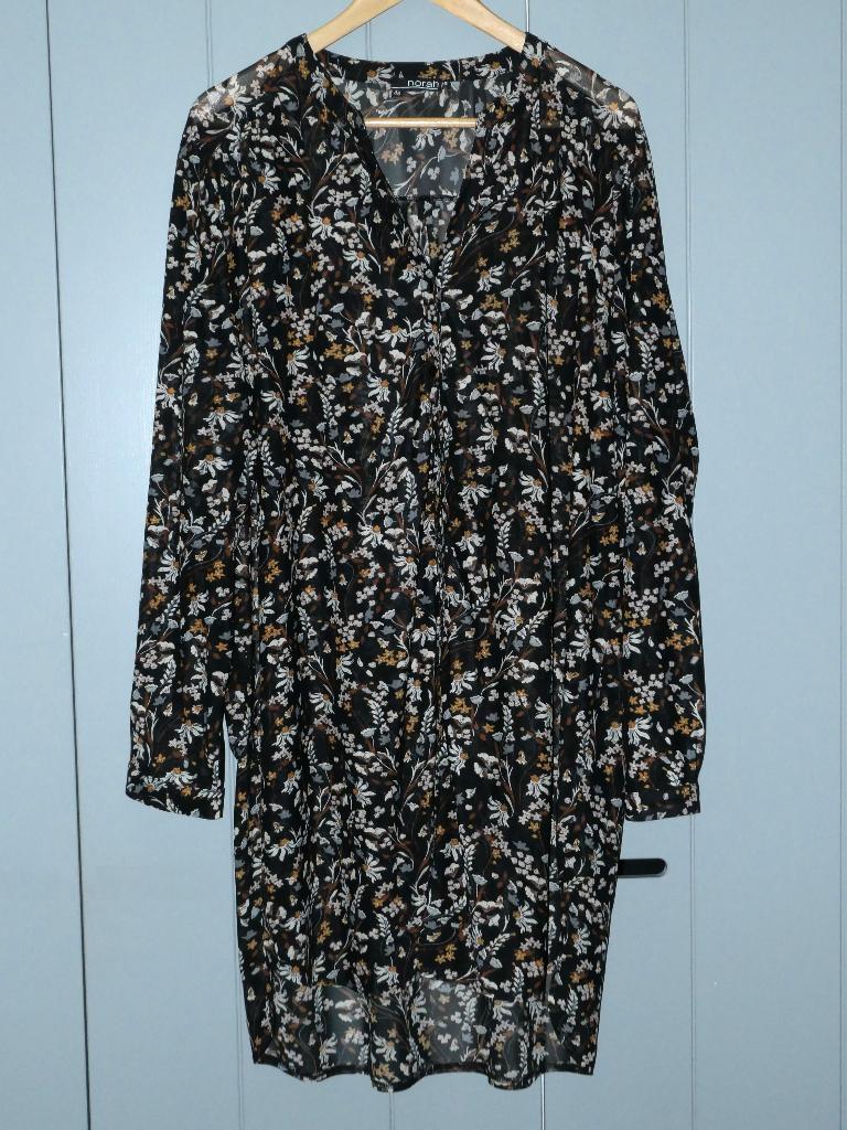 Blousejurk zwart bruin wit | 48 | Norah, Kleding | Dames, Grote Maten, Ophalen of Verzenden, Zo goed als nieuw, Norah, Jurk