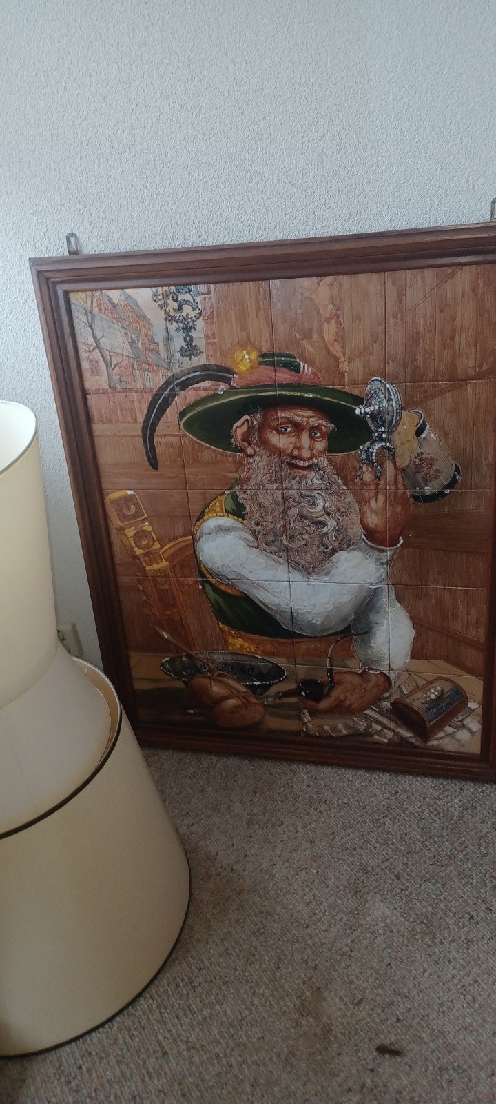 Groot Tegeltableau Tiroler Man met Bierpul - 90x110cm, Ophalen
