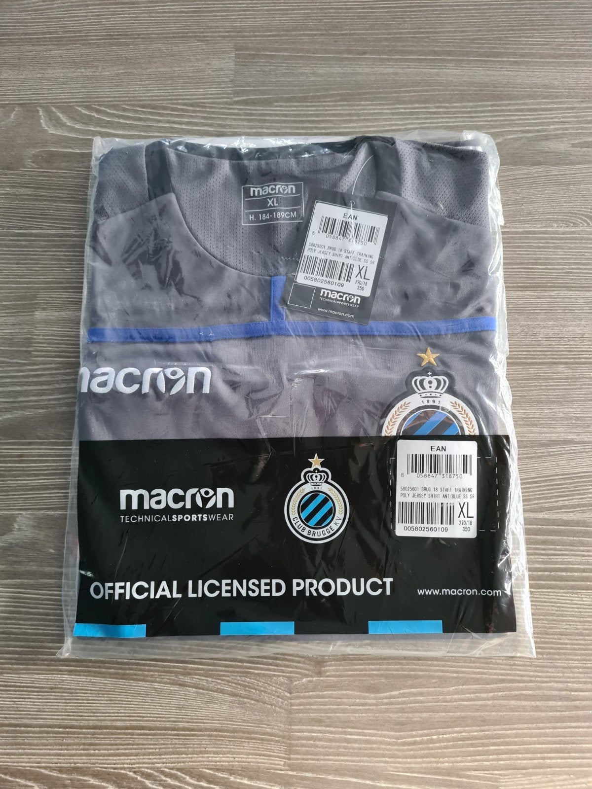 Macron Club Brugge Training Shirt XL - Nieuw met kaartjes, Blauw, Ophalen of Verzenden, Macron, Maat 56/58 (XL)