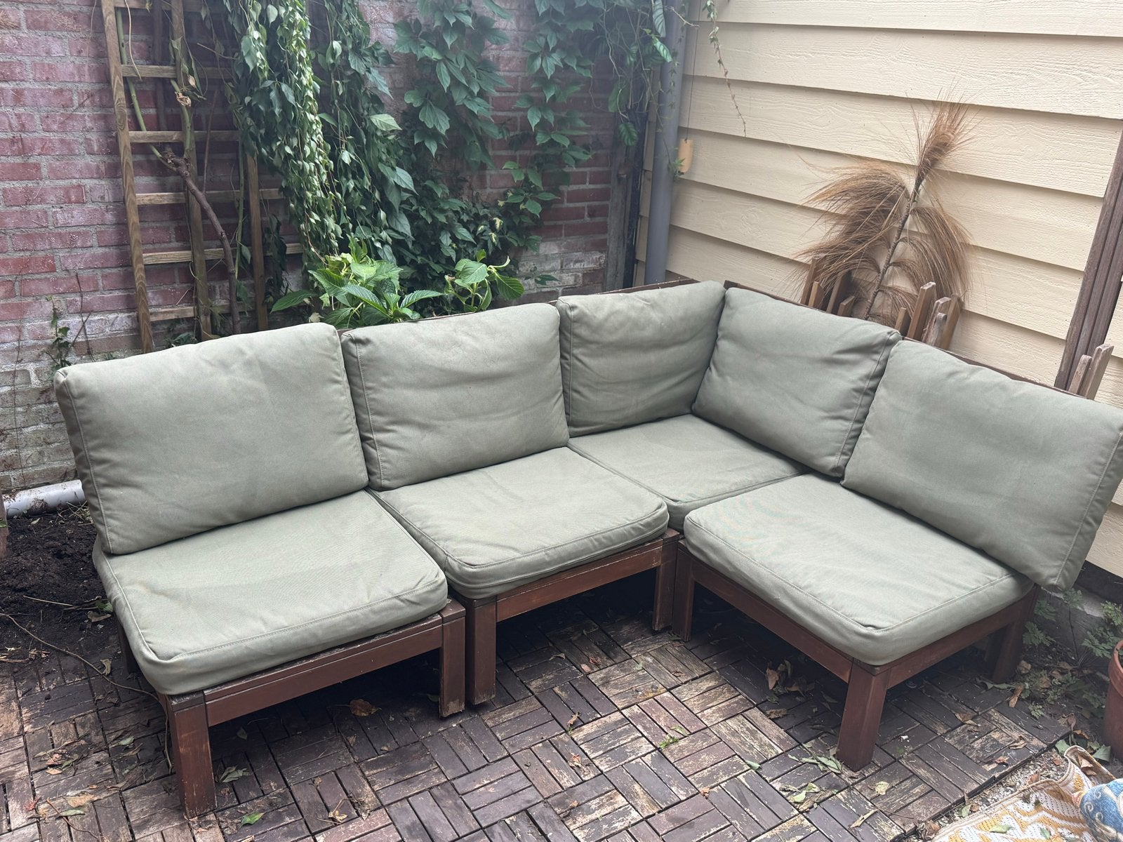 Ikea houten loungeset met kussens, Tuin en Terras, Ophalen, Gebruikt, Loungeset, Bank