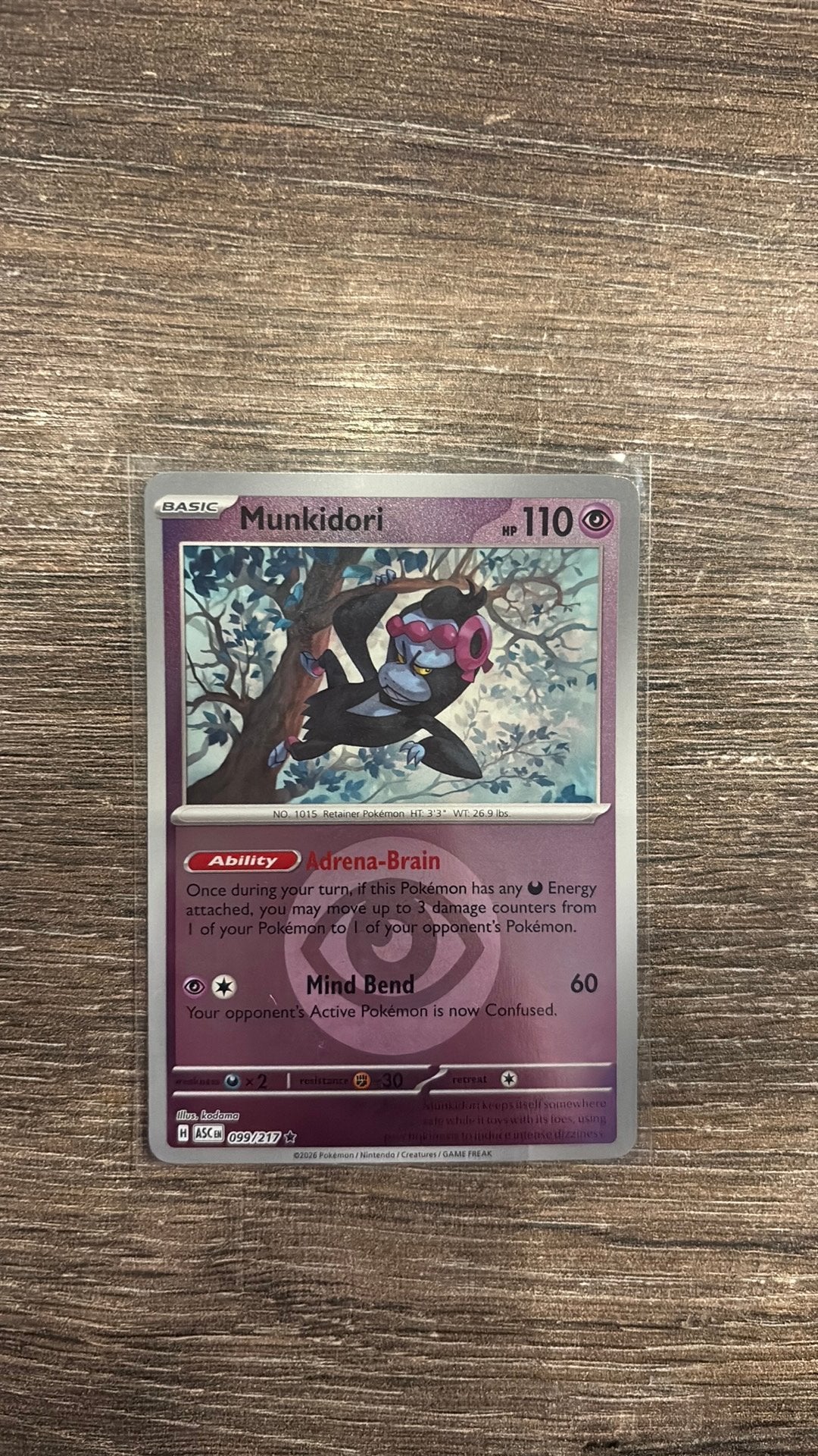 ASC Munkidori 099/217 Energy Reverse holo, Hobby en Vrije tijd, Verzamelkaartspellen | Pokémon, Ophalen of Verzenden, Zo goed als nieuw