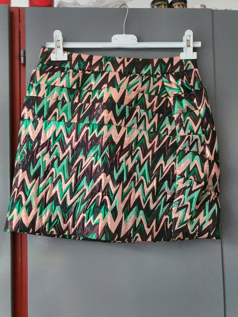 nikkie Metallic Mini Rok 36 – Zigzag, Zwart, Ophalen of Verzenden, Zo goed als nieuw, Maat 36 (S)