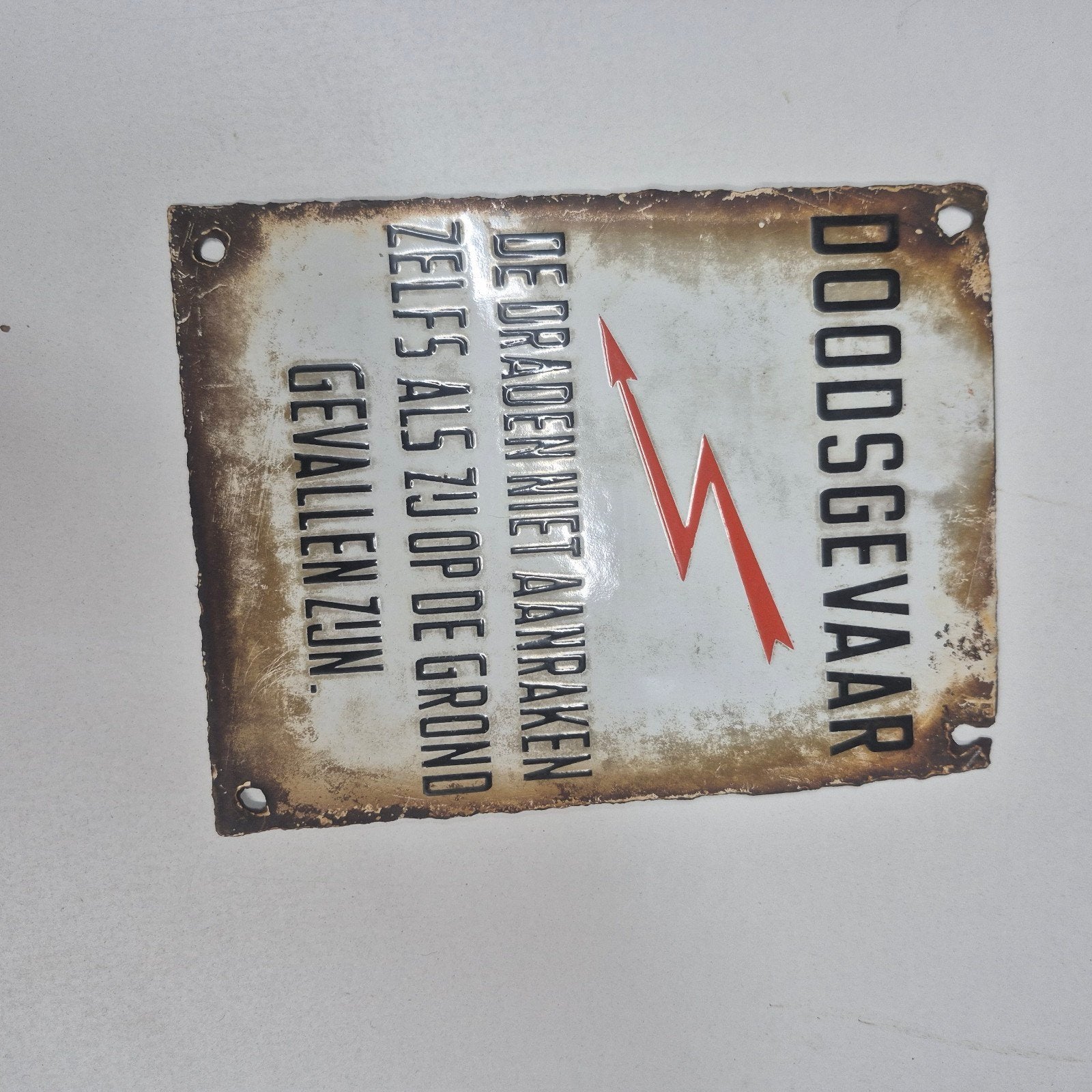 Vintage Doodgevaar Emaille Bord - Industriële Decoratie, Ophalen of Verzenden