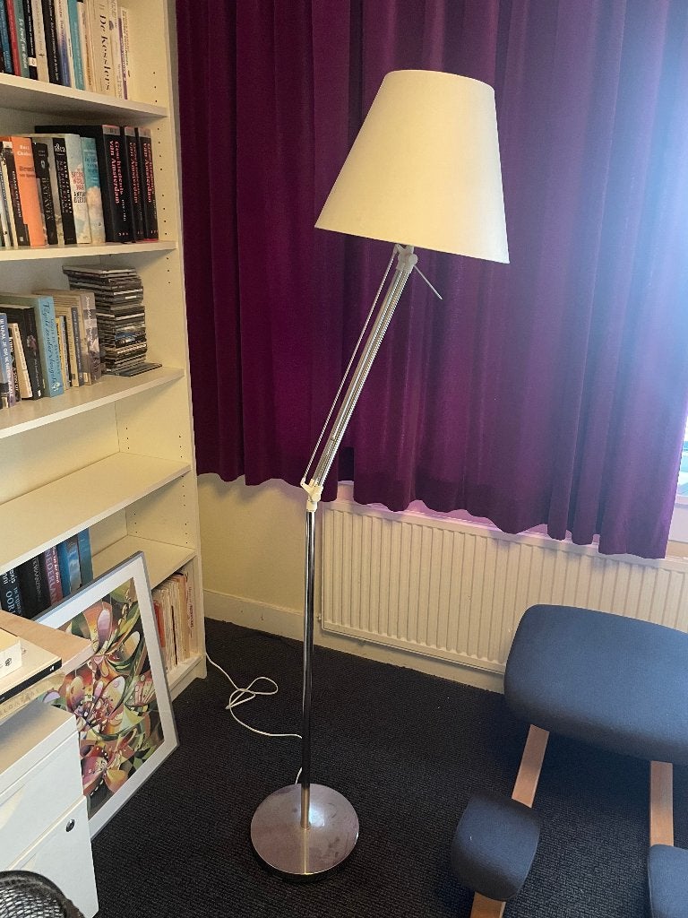 witte schemerlamp met dimmer, Ophalen, Gebruikt, E27 (groot), Textiel