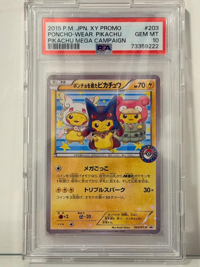PSA 10 Pikachu Poncho-Wear Mega Campaign 2015 Promo, Ophalen of Verzenden, Nieuw, Losse kaart