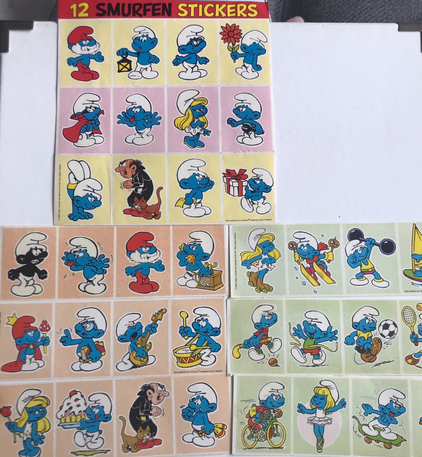Originele vintage Smurfenstickers Introduct IJsselstein, Ophalen of Verzenden, Zo goed als nieuw, Verschillende Smurfen, Overige typen