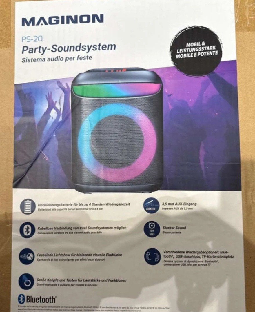 Maginon PS-20 Party-Soundsystem NIEUW, Overige merken, Party speaker, Ophalen of Verzenden, Bluetooth